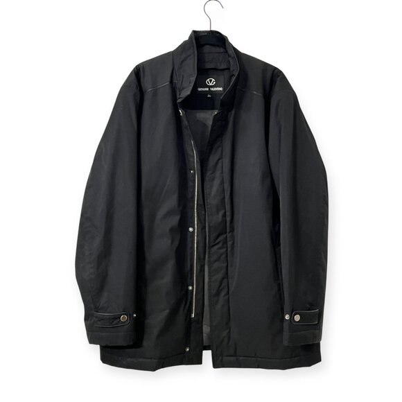 Giovanni Valentino Men's Black Winter Coat L Poly Puffer Jacket Rabbit Collar - Picture 1 of 13